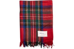 The Scotland Kilt Company Scottish Throw Large Wool Tartan Rug in Royal Stewart - Warm Picnic Travel Blanket - 60 x 70”