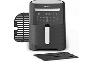 Moulinex Freidora de aire también grill 2 en 1, Easy Fry Grill, 6,5 L, 1830 W, 8 Programas Automáticos, 70% Ahorro Energético, Parrilla antiadherente, Divisor Flexcook, Hasta 200ºC y 60 min, EZ8018