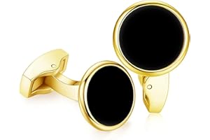 ITECHNIK Gemelos para hombre, estilo Manchettenknoepfe, clásico, de acero inoxidable, para hombre, negro, para hombre, camisa de boda, regalo de boda, negocio, oro., m, Metal, Piedra preciosa