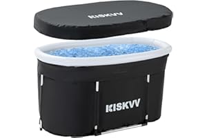 KISKVV Owalna wanna do kąpieli lodowej dla sportowców, długość 115 cm, składana wanna z pokrywą, izolowany pojemnik na lód do użytku wewnątrz i na zewnątrz, terapia zimnem dla sportowców, sportowców,