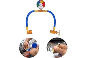 Wadoy Car AC Air Conditioning R134A Refrigerant Hose kit，Recharge Hose with Gauge,A/C 1/2 Recharge Measuring Kit Can Tap Air Conditioning Pressure Gauge