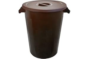 Cubo Industrial 100L – Marrón, Apto para Uso Alimentario y Material de Alto Impacto | Apilable con Asas Ergonómicas y Base con Ruedas Opcional – Denox