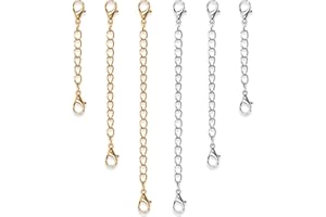 OBYJCA 6 Pcs Necklace Extender Silver and Gold, Silver Gold Necklace Extender, Chain Bracelet Extender for Necklace