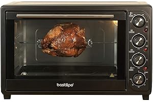 Bastilipo Nápoles Black, horno de sobremesa de 45 litros, 2.000W, 4 posiciones, convección y rustidor, color negro