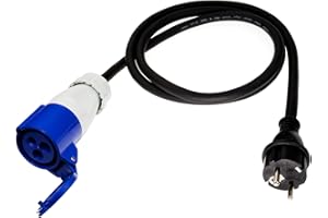 feletec CEE Adapter Schuko Stecker auf CEE Kupplung, 1,5m Camping Kabel, IP44 Camping Verlängerungskabel, H07RN-F 3G2,5 Campingstecker Adapter 16A