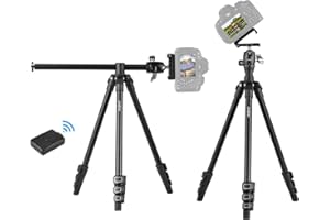 Andoer Treppiede per Fotocamera Treppiede Fotocamera Leggero Professionale Con Testa Treppiede Fotocamera e Smartphone Con Braccio Orizzontale Trasversale Braccio per Fotocamere Digitali e Reflex