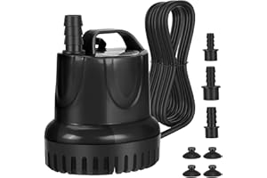 YAMOOCO Pompa ad acqua sommergibile da 25 W, Pompe sommergibili ad alto flusso da 1200 l/h, Protezione dalla combustione a secco con design ultra silenzioso, per fontane, acquari, stagni, acquari