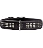 Hundehalsband Aus Leder Mit Strass-Steinen – Schwarz, Halsumfang 29-36 Cm, Breite 15 Mm
