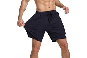 JustSun Men's Sports Shorts with Zip Quick-Drying Stretch Fabric Lightweight