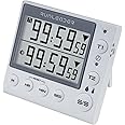 Jayron KT002A 2-Channel Kitchen Timer Magnetic Countdown Timer Clock Temperature and Humidity Meter Digital Minute/Second Timer Desk Clock for Elderly Kids（White）