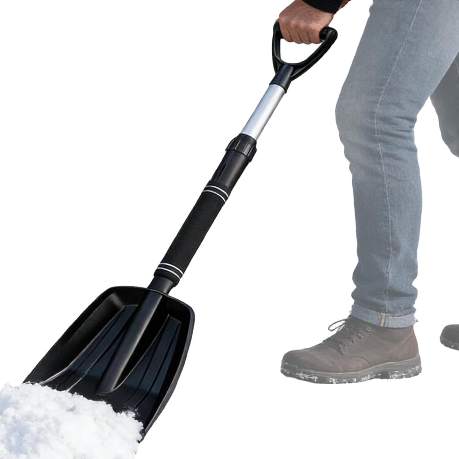 Pala de nieve con mango ergonómico resistente para senderos de jardín, pasarelas, entradas, puertas de garaje