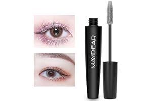 Maydear Máscara de pestañas, resistente al agua, duradera, a prueba de manchas, voluminosa y encantadora - color plateado