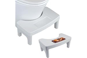 Lvjkes Taburete Baño, Taburete para Inodoro en Cuclillas con Ranuras para Teléfono Celular y 4 Almohadillas Antideslizantes, Taburete Antideslizante para Baño Alivia el Estreñimiento, 40 x 21 x 17 cm