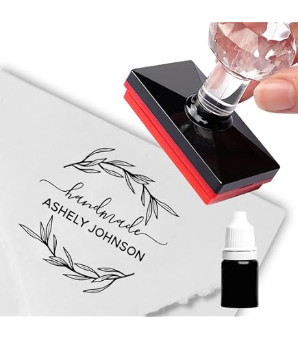 Tampon Textile Personnalisable Tampon Auto-Encreur Personnalisé ROSEEKA - Jusqu'à 6 Lignes - 6 Couleurs - Pour Bureau Accessoire Bureau Personnalise