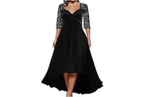 ZEIAYUAS Plus Size Velvet Dresses for Women UK Sequin Cocktail Dress V Neck Pleated Maxi Dresses Half Sleeve Tunic Evening Dresses Sparkly Glitter Party Dresses Wedding Guest Gown