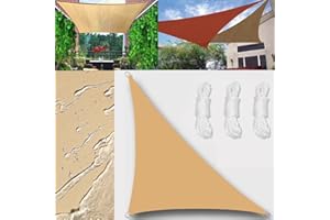 GLIN Sun Shade Sail Outdoor Waterproof Right triangle 2x2x2.8m Shade Sails Canopy UV Protection for Garden Patio Block With Rope Shade Sail Kit Sandy Yellow