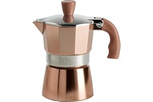 MOPITA SMART LIVING FLUO di Q.b. by MOPITA, Caffettiera 1 Tazza in Alluminio, Guranizione in Silicone, Manico Antiscottatura, Per Tutti i Piani Cottura, No Induzione, Colore Rose Gold