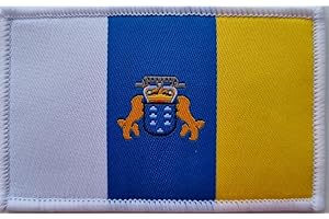 MateyCo Patch with Velcro Canary Islands, Official Woven 8 cm x 5 cm for Backpack, Vest, Caps. Patch for Military and Motorcycle Clothing (Canary Islands)