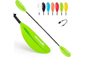Abahub 1 x Kayak Paddles, 86/90.5/95 Inches Kayaking Oars for Boating, Canoeing with Free Paddle Leash, Aluminum Alloy Shaft Black/Blue/Green/Orange/Yellow/Red/White Plastic Blades