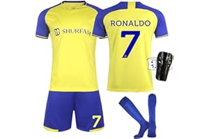 FTRGHNY Maglia Calcio per Bambini Adulti 4 pezzi, No.7 Completo Calcio Bambino 2024 Set di Maglie da Calcio,Abbigliamento da Allenamento per il Calcio Camicia, Pantaloncini Calzini e Ginocchiera