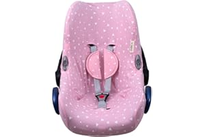 JYOKO Kids Funda de algodón para Silla de Coche Compatible con Maxi Cosi Cabriofix, Portabebe gr 0 (Pink Sparkles)