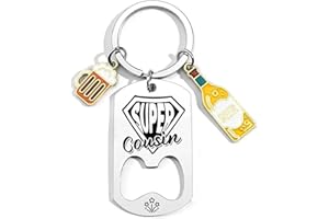 ZYMGUO Cadeau Cousin Porte-clés Super Cousin Papa Papy Tonton Parrain Frère Cousin Cadeaux Noel Noël Anniversaire Cadeau Fête des Pères Porte-clés ouvre-bouteille (cousin)