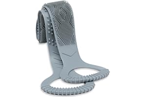FREATECH Cepillo Espalda de Ducha Exfoliante de Silicona de 2 Caras para Limpiar en Profundidad y Masajear, 97 Cm Cepillo Corporal, Cubre Fácilmente Toda la Espalda, Higiénico y Duradero, Gris