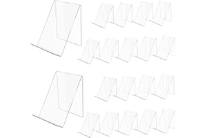 SWAWIS 20 Pezzi Fermalibri in Acrilico Trasparente da Tavolo 13 x 11,5 x 10 cm, Supporto per Libri Acrilico