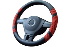 Lifetooler Coprivolante Auto in Pelle Copri Volante per Auto Universale 38cm (15 ") Ice Silk Copristerzo Antiscivolo Traspirante Copri Manubrio Auto per Furgone SUV (rosso)