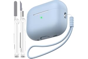MHYALUDO Kompatibel mit AirPods Pro 2 Generation Hülle, Anti-Fall Weiches Silikon Stoßdämpfung Kompatibel mit AirPods Pro Case Skin Touch mit Schlüsselanhänger und Reinigungsset, Himmelblau