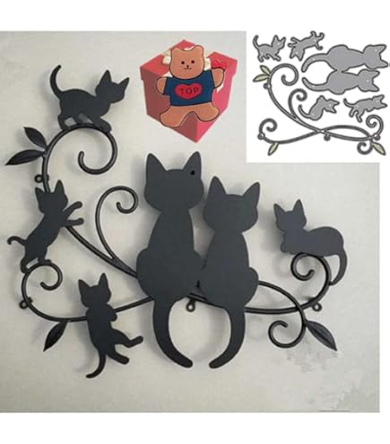 Dies Cutting And Embossing Beetirryhu 3pcs/set Cats Metal Die Cuts, Lovely Lying Cats Metal Cutting Dies Cut Stencils Card Paper Craft DIY Template Metal Cutting Dies Album Dies For Card Making