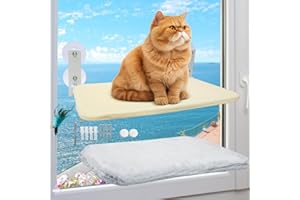 Tutamaz Katzen Hängematte Fenster, Fenster Katzenhängematte für Katzen bis 30 KG Katzen Hängematte Fenster mit Starkem Waschbar Saugnapf Stabiler Metallrahmen für die Fensterbank und Fenster