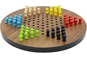 BIUDUI Wooden Checkers Set - Chinese Checkers Game Set with Colored Wood Chess Pieces | Puzzle Toys for Family, Table Games Gifts for Kids