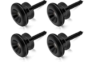 TRINKRITTEY 4Pack Gitarrengurt Fixateur Metal Gitarrengurt Knöpfe Schwarz Gitarrengurt Endknopf mit Befestigungsschrauben und Gummi Kissen für Klassische Elektrische Akustik Gitarre Gitarre Bass