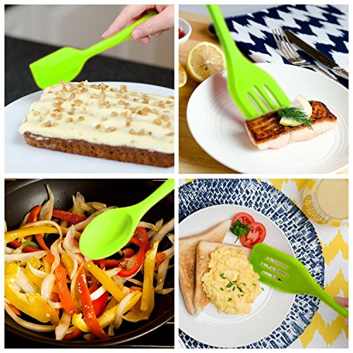 Yoofor 10er Set Silikon Küchenhelfer Set -GrillZange, Schneebesen, Silikon Pinsel, Teigschaber, Schaumlöffel, Löffel Nudeln, Reis Paddel, Kelle, Suppenlöffel, Hitzebeständige Koch- und Backzubehör, Silikon Utensilien Küchen Set sehr Perfekt zum Kochen und Backen - 5