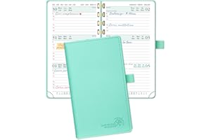 POPRUN Agenda 2024 2025 Piccola Settimanale 16,5 x 9 cm, Spirale Diario Scuola Tascabile 17 Mesi da Ago.2024 a Dic.2025, Copertina Morbida in Pelle Vegana, Carta da 80 gsm Certificata FSC®, Verde