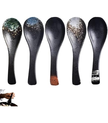 Lot De 12 Cuillères à Soupe En Céramique Japonaises à Long Manche Pour Nouilles Pho Ramen Wonton Dumpling Rice~p97954605