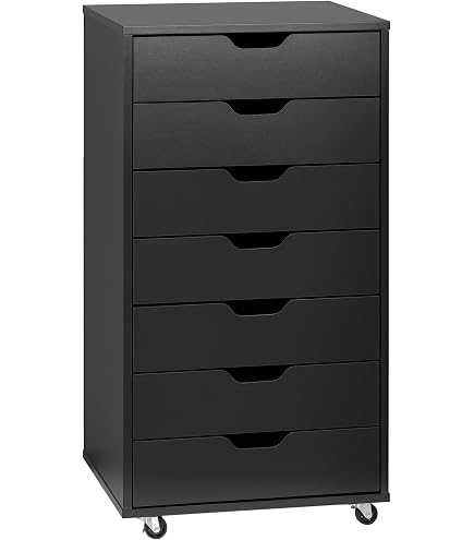 KOMFOTTEU Caisson De Bureau 3 Tiroirs - Petite Commode Multifonction Noir 38x35x67 Cm