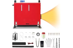 Redriver Calefacción Estacionaria, 8KW Calefaccion Diesel Integrado 12V/24V Pantalla LCD, Calentador de Aire Diésel Remoto, Bajo Consumo para Coche Furgoneta, Automóvil Camiones Barco Autobús(Rojo)