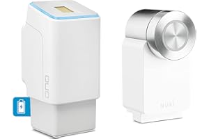 EKEY UNO 200202 Lecteur d’Empreinte Digitale avec Batterie Rechargeable, y Compris Nuki Smart Lock 3.0 Pro Blanc, Lot de Post-équipement pour Toutes Les Portes courantes, Blanc