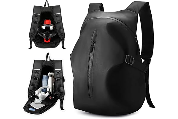 WEPLAN Sac à Dos de Moto pour Homme Femme Sac Moto Sac à Dos pour Casque de Moto Sac à Dos Coque Rigide Moto Ordinateur Sac Etanche Moto Homme Sac à Dos Randonnée Sac à Dos Réfléchissant,Noir L