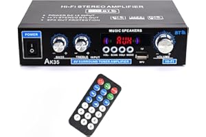 WOOPKER AK35 HiFi-Verstärker, Bluetooth 5.0 Mini Verstärker HiFi Stereo Heimkino Audio Amplifier Höhen und Bässe mit USB/RCA/MIC/FM für Heim-Lautsprecher