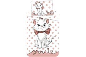 JERRY FABRICS Marie Cat - Juego de cama para bebé (100 x 135 cm, funda de almohada de 40 x 60 cm, 100% algodón), diseño de gato Aristogatos multicolor