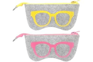 HDGSAFD 2 fundas y paños para gafas, funda suave para sol, bolsa para sol, gafas de lectura y miopía (amarillo, rosa)