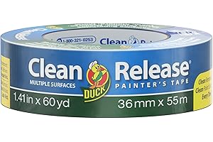 Duck Tape Niebieska czysta taśma maskująca, malowanie wewnętrzne i dekorowanie wiele powierzchni zapobiega odpowietrzaniu farby 36 mm x 55 m