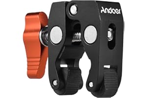 Andoer Morsetto Super Clamp Super Clamp Pinza Per Gattonare Con Foro Per Vite Da 1/4" E 3/8" Per Fotocamera Dslr Rig Lcd Da Studio Luce Magica Arancione
