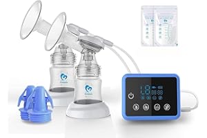 Sacaleches Eléctrico, Bellababy Extractor de Leche Doble Pantalla Táctil Sensible, Múltiples Modos y Niveles de Succión, Portátil (24mm)