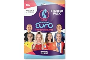 Topps UEFA Women's Euros 2025 Sticker Collection - Starter Pack - Contains a 40 Page Sticker Album Plus 3 Packets (18 Stickers).