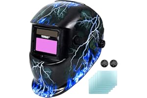 Yorbay Casco de soldadura Soldadores máscara de oscurecimiento automático de solar con 5 lentes de repuesto (relámpago cráneo) reutilizable