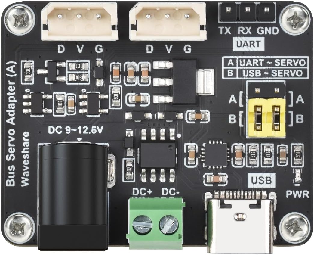 Waveshare Serial Bus Servo Driver Board, Integrates Servo Power Supply & Control Circuit, Applicable for ST/SC Series Serial Bus Servos, Small Size, Easy to Integrate